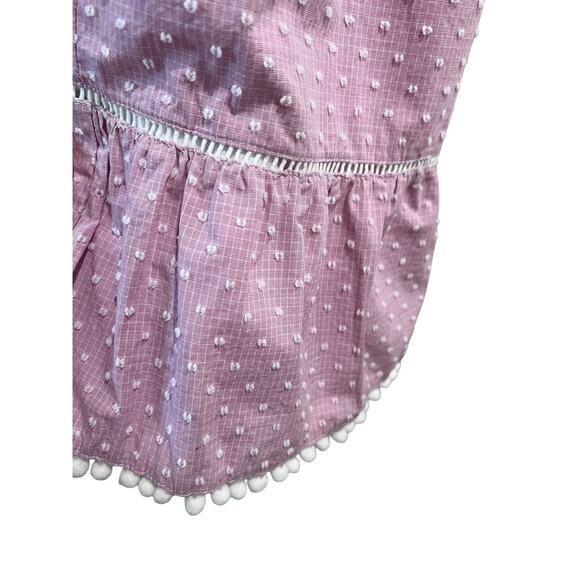 Maggy London Pink Swiss Dot Tiered Midi Pom-Pom Sundress Size 2 Coquette Cottage - Picture 5 of 6
